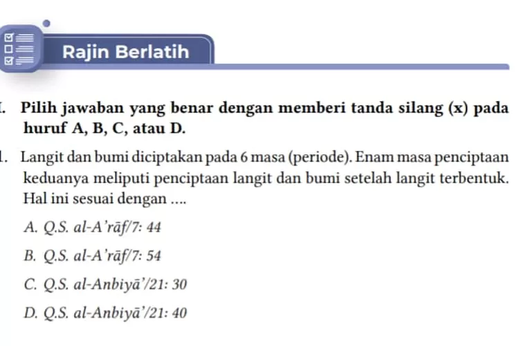 Kunci Jawaban Pilihan Ganda PAI Kelas 7 SMP Kurikulum Merdeka Halaman ...