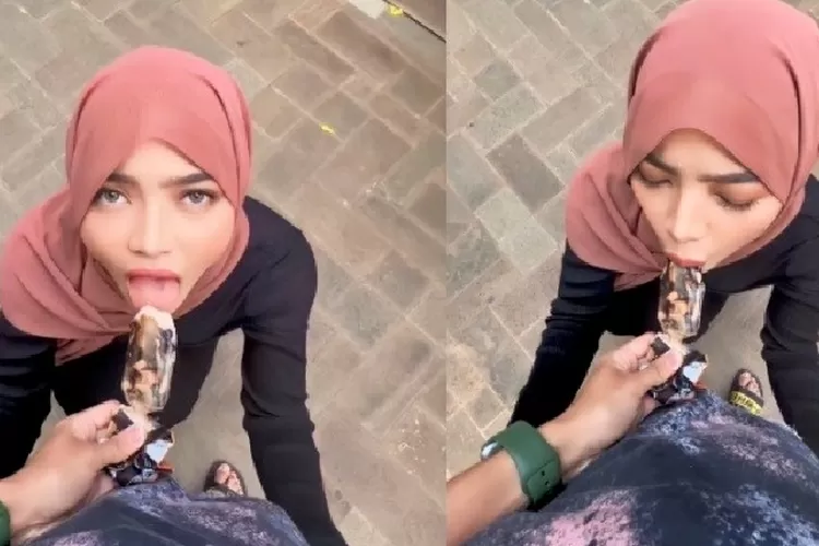 Foto tangkap layar video instagram Oklin Fia saat menjilat es krim di depan kemaluan seorang pria.