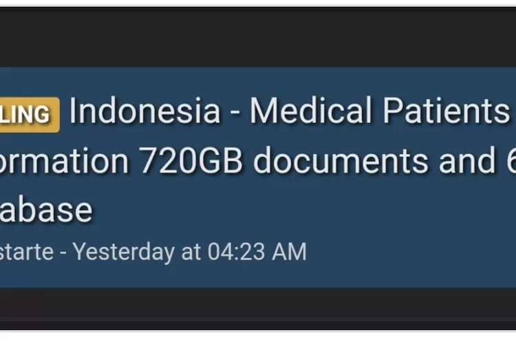 VIRAL Twitter, 720 Gigabyte Data Pasien Milik Kemenkes Diduga Bocor, Dijual di Forum Gelap (Twitter)