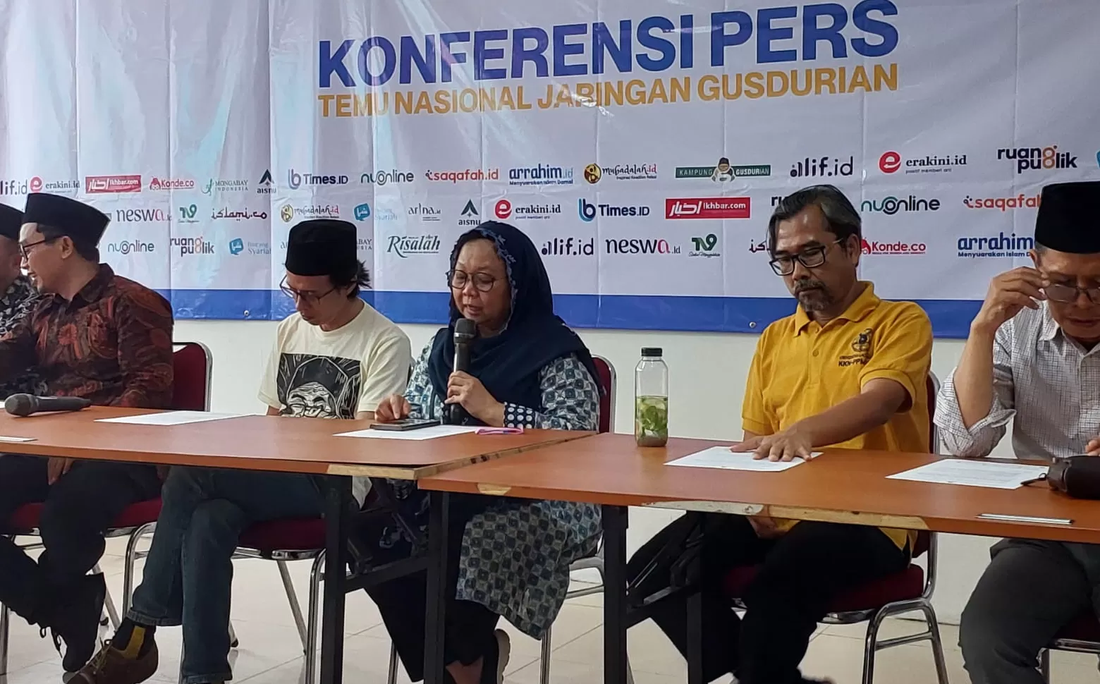 Konferensi pers GUSDURian di Asrama Haji, Pondok Gede, Jakarta Timur, Minggu (31/8/2025).