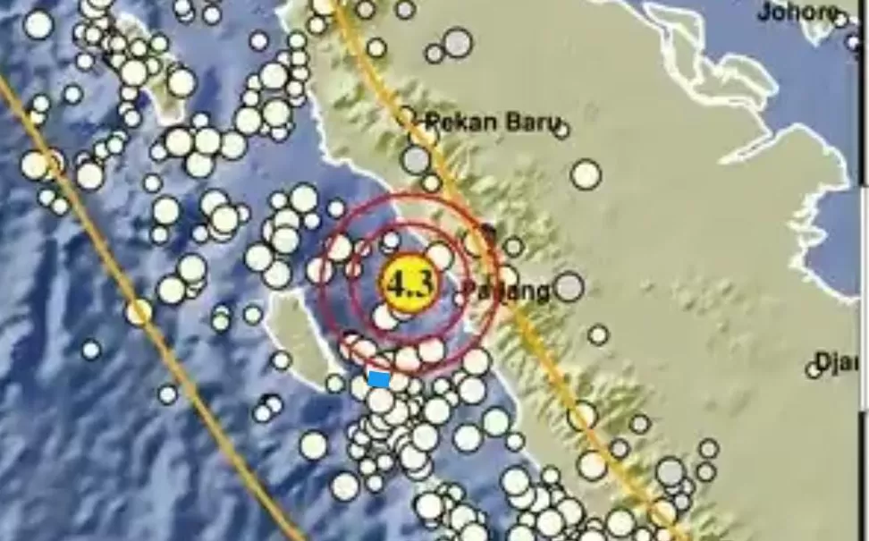 Gempa 4.3 Magnitudo Getarkan Wilayah Pariaman Sumbar, Jumat (26/05)  (BMKG)