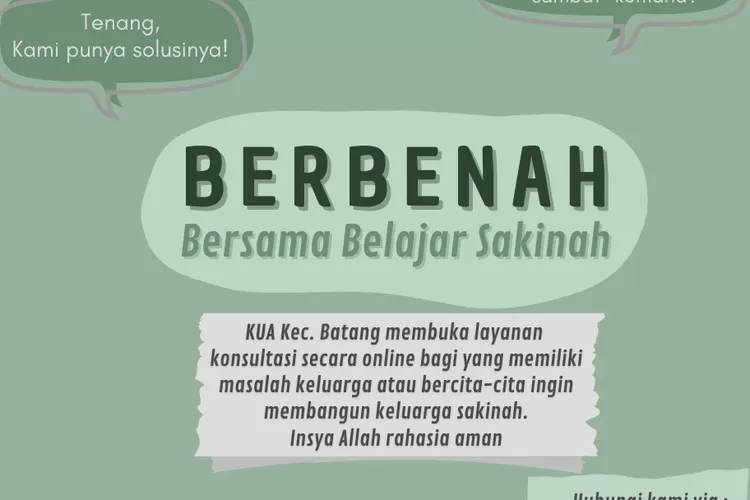 Inovasi layanan bimbingan dan konsultasi keluarga bertajuk &ldquo;BERBENAH&rdquo; (Bersama Belajar Sakinah). Foto: dok