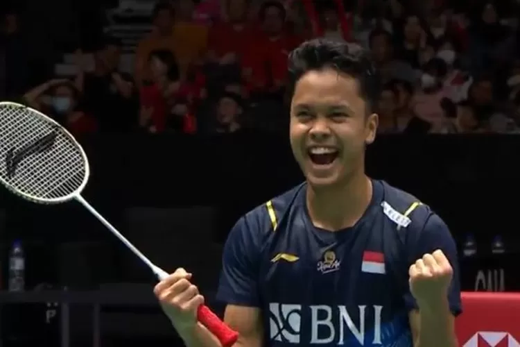 Anthony Sinisuka Ginting saat menang di Singapore Open 2023