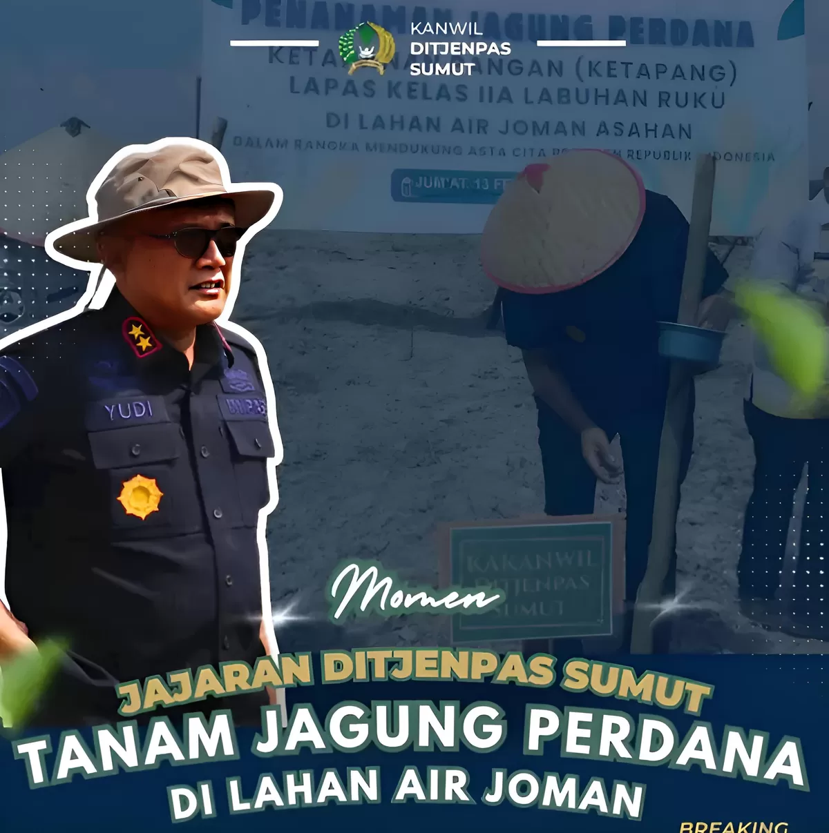 Kakanwil Ditjepas Sumut Saat Kegiatan Penanaman Jagung Perdana di Lahan Air Joman