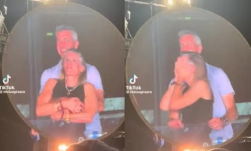 Tangkapan layar video viral CEO dan HRD Astronomer terciduk selingkuh saat konser Coldplay di Boston, AS. 