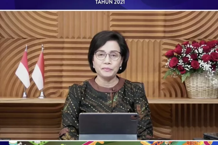  Tangkapan layar Menteri Keuangan Sri Mulyani Indrawati dalam Rakernas Akuntansi dan Pelaporan Keuangan Pemerintah tahun 2021 di Jakarta, Selasa (14/9/2021). ( ANTARA/AstridFaidlatulHabibah)