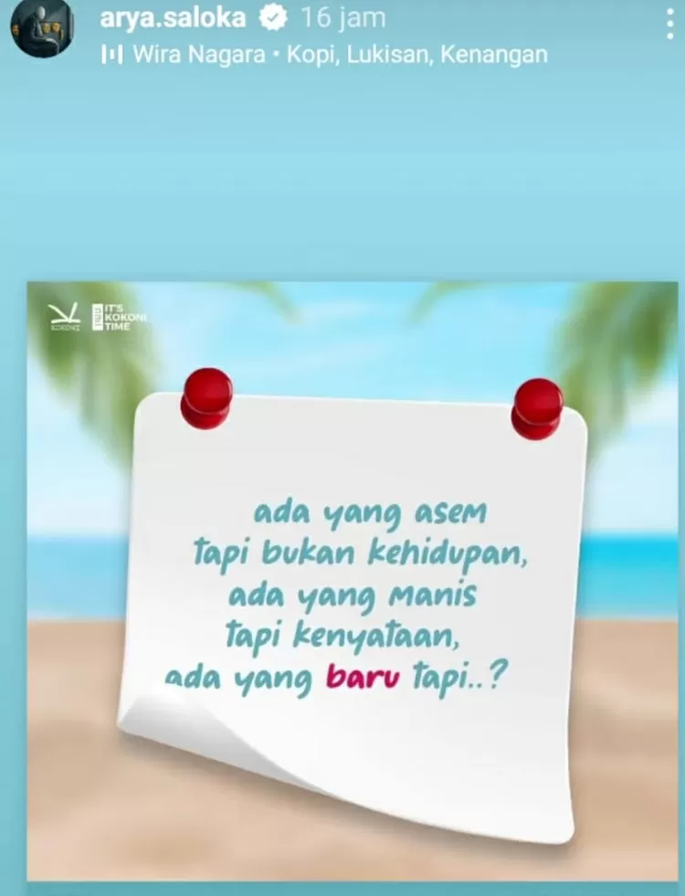 unggahan story instagram Arya Saloka